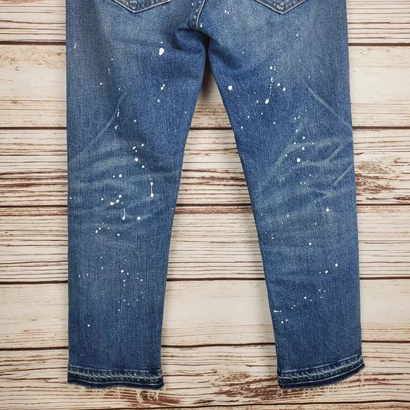Veronica Beard 25x25 Ines Straight Leg Girlfriend Crop Jeans w/ Paint Splatter - Picture 9 of 11